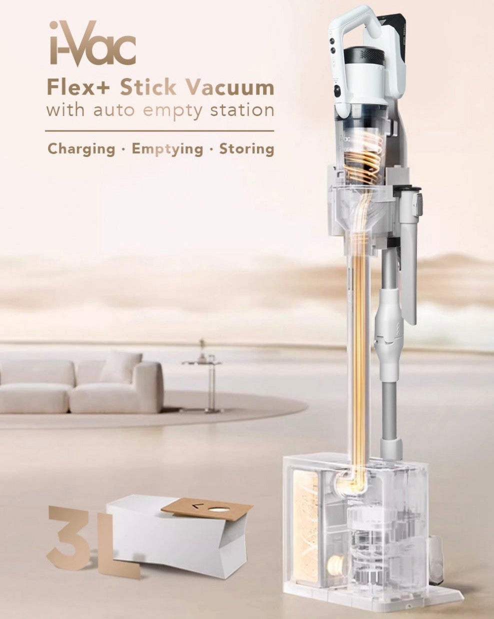 i-Vac Flex+ Stick Vacuum with Empty Station