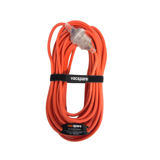 Vacspare 10 Amp 3 Core Orange Extension Cord 20 Metres