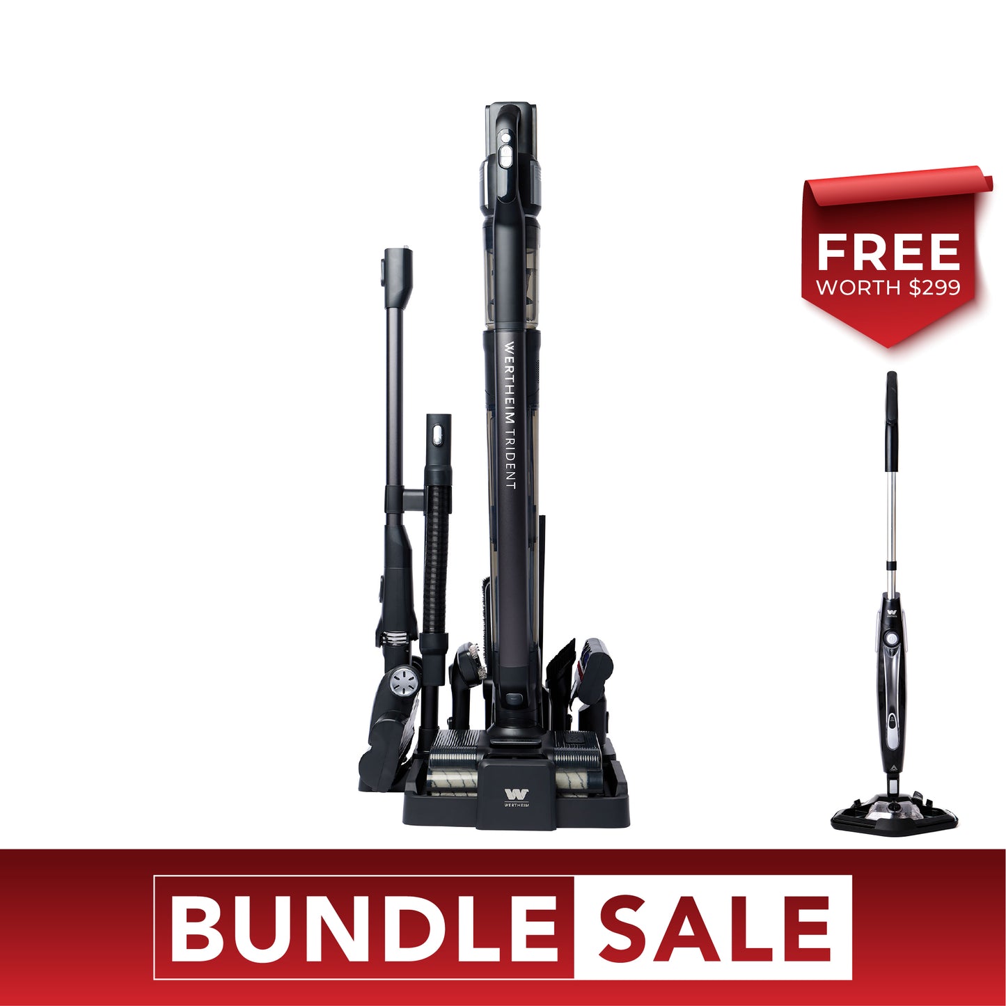 Wertheim® Trident 3 in 1 Multi Purpose Floor Cleaner Combo. Floor Washer & Stick Vacuum.