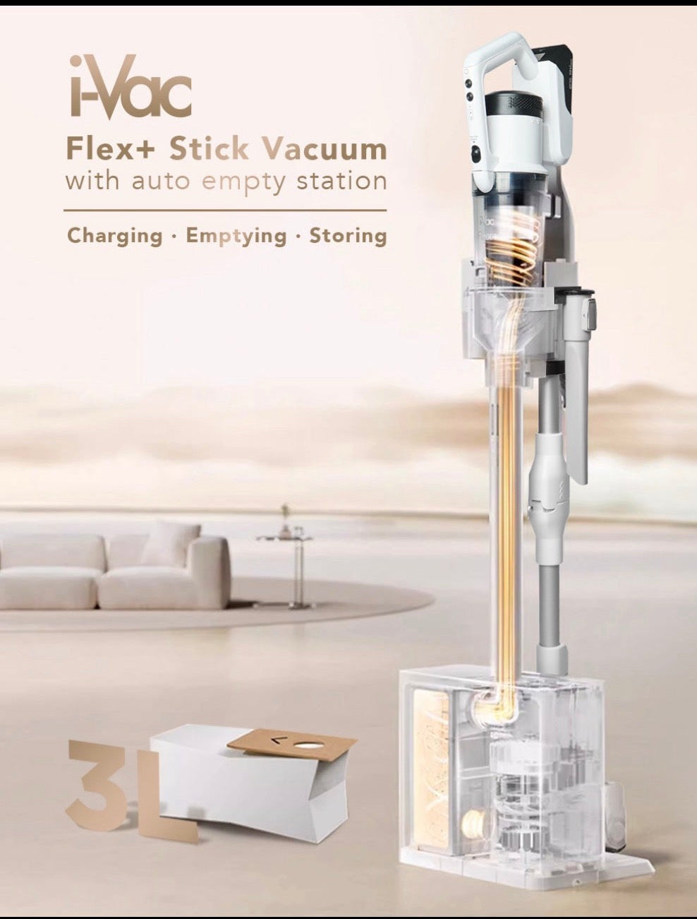i-Vac Flex+ Stick Vacuum with Empty Station