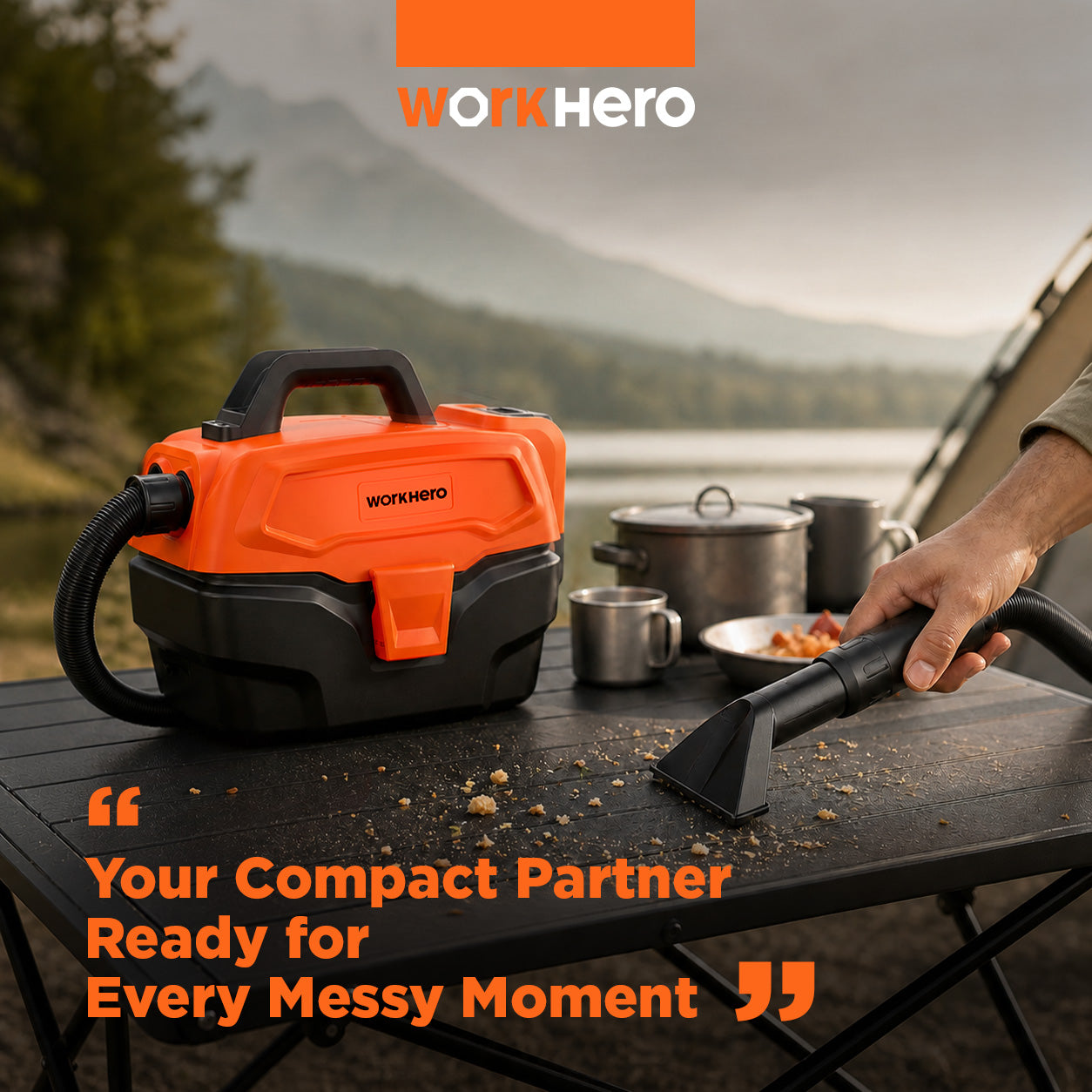 Work Hero Tradie Wet & Dry Portable Battery Vacuum with Blower Function